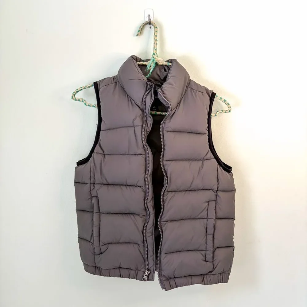 Gap Kids Small Gray Puffer Vest Quilted Zip Up Lightweight Outerwear